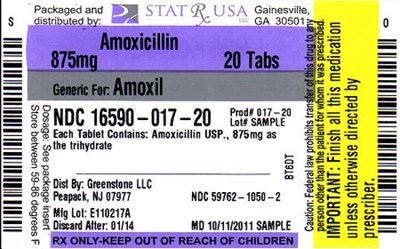 Label Image (Amoxicillin 875 mg Label)
